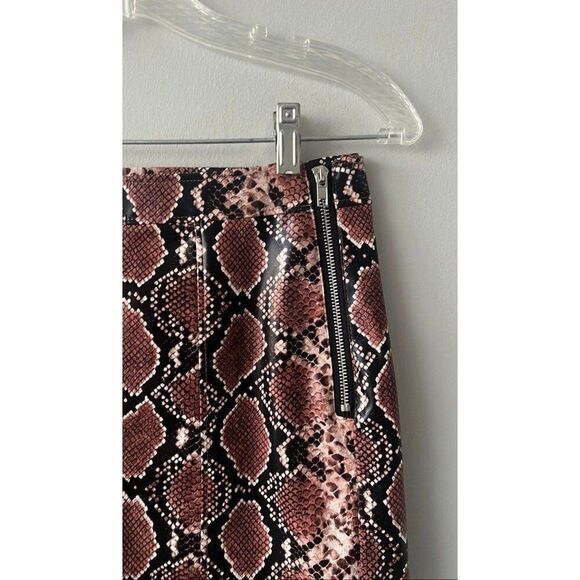 Asos Faux Vegan Leather Brown Animal Snake Print Mini Skirt NWT Small Women - Picture 6 of 12